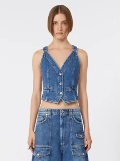 Slim-fit denim gilet - MIDNIGHTBLUE