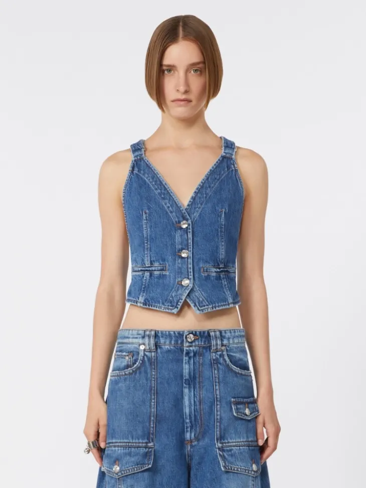 Slim-fit denim gilet - MIDNIGHTBLUE