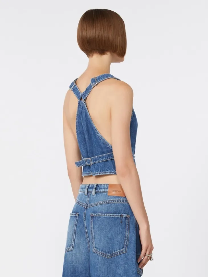 Slim-fit denim gilet - MIDNIGHTBLUE