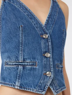 Slim-fit denim gilet - MIDNIGHTBLUE