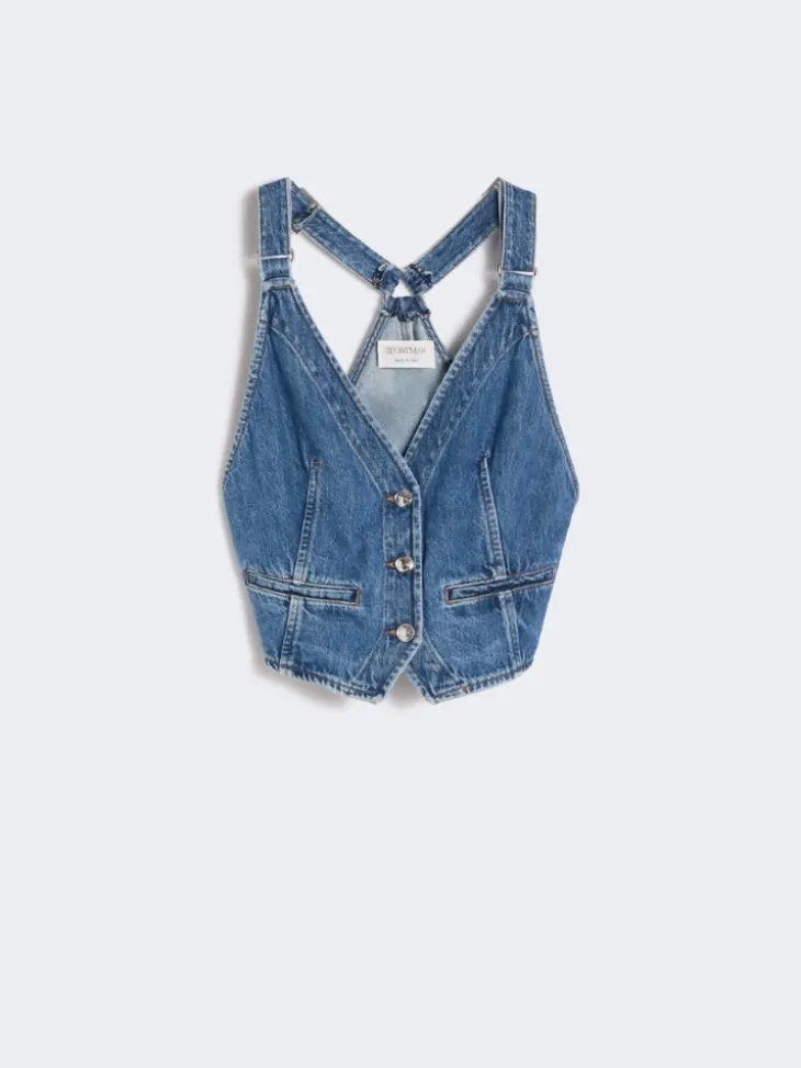 Slim-fit denim gilet - MIDNIGHTBLUE