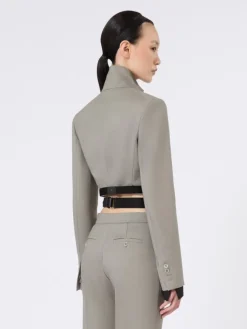Slim-fit jacket in wool, mohair and silk - MEDIUM GREY