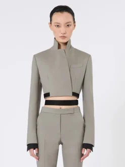 Slim-fit jacket in wool, mohair and silk - MEDIUM GREY