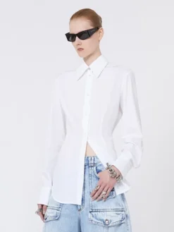 Slim-fit poplin shirt - OPTICAL WHITE