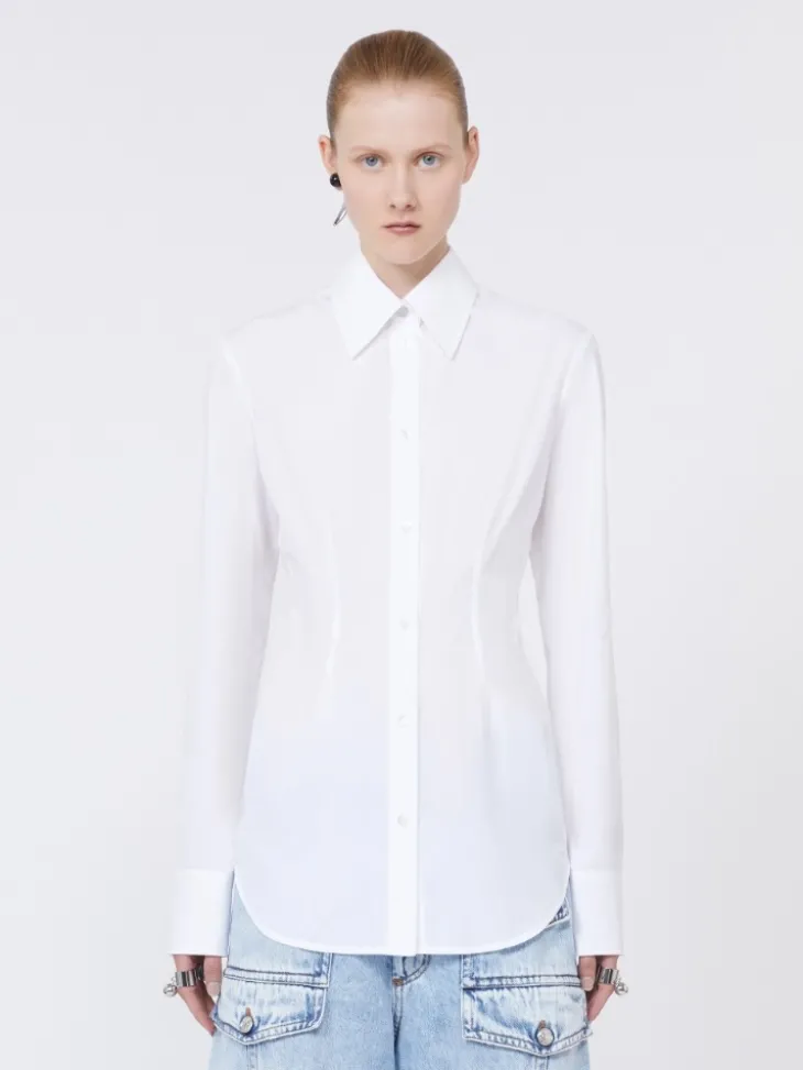 Slim-fit poplin shirt - OPTICAL WHITE