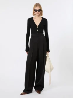 Slim-fit rib-knit viscose cardigan - BLACK