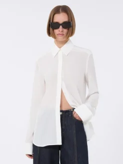 Slim-fit silk shirt - WHITE