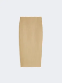 Slim-fit skirt in linen twill - CAMEL