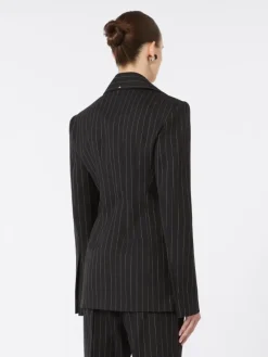 Slim-fit stretch gabardine blazer - BLACK