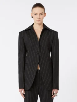 Slim-fit stretch gabardine blazer - BLACK