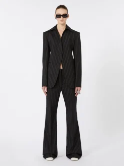 Slim-fit stretch gabardine blazer - BLACK