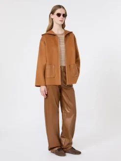 Slim-fit viscose crepe sweater - CARAMEL