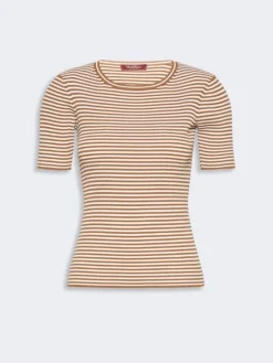 Slim-fit viscose crepe sweater - CARAMEL