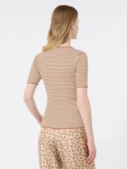 Slim-fit viscose crepe sweater - CARAMEL