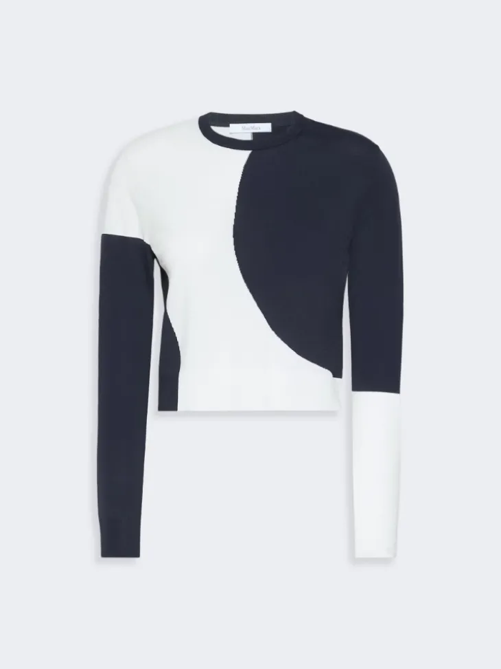 Slim-fit viscose crepe sweater - WHITE