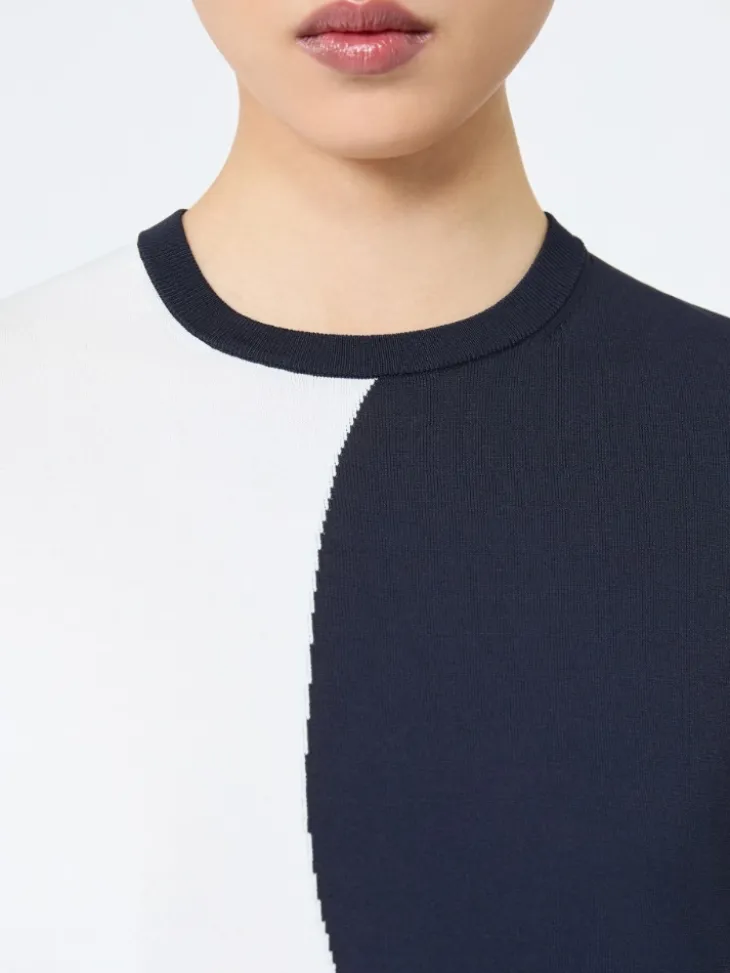 Slim-fit viscose crepe sweater - WHITE