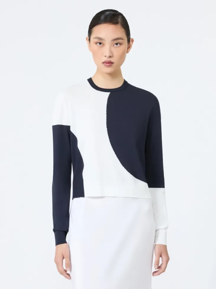 Slim-fit viscose crepe sweater - WHITE