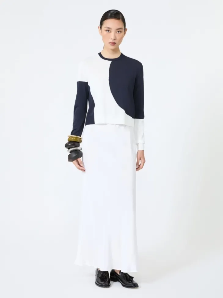 Slim-fit viscose crepe sweater - WHITE