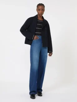 Slim-fit wool and silk sweater - NAVY