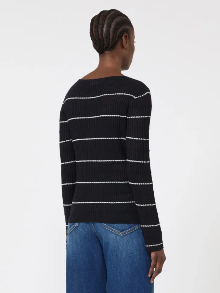Slim-fit wool and silk sweater - NAVY
