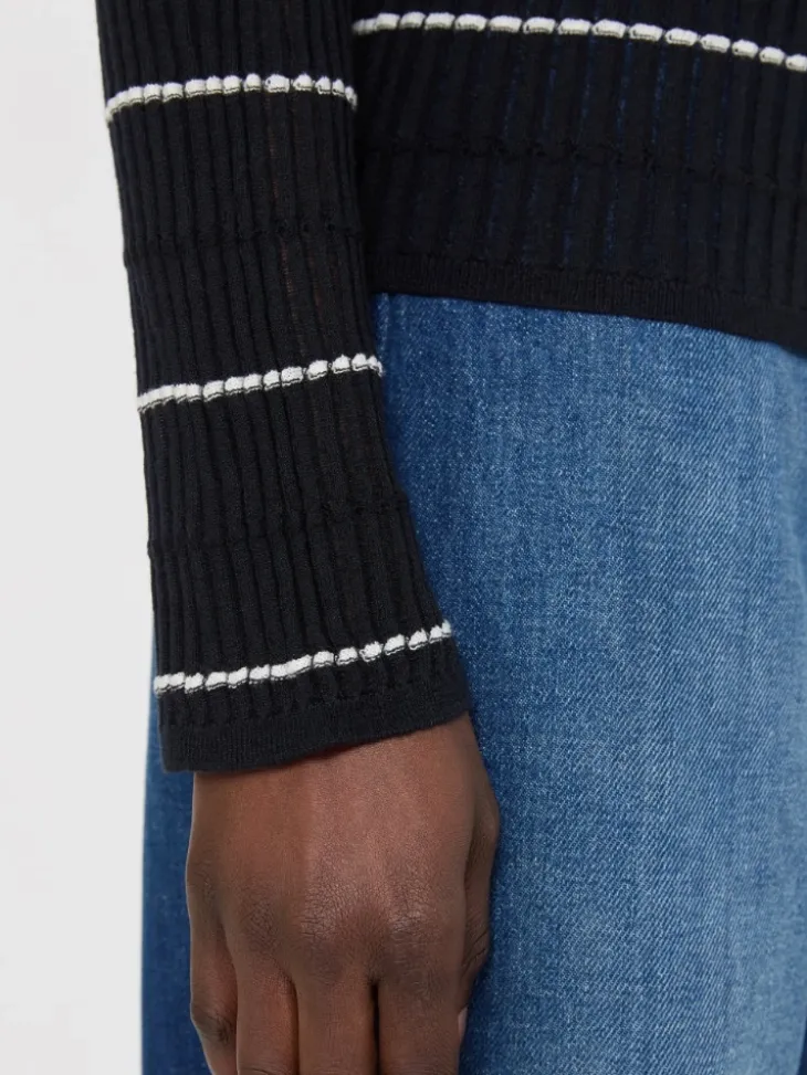 Slim-fit wool and silk sweater - NAVY