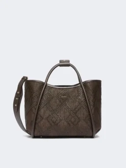 Small Marine bag in diamond-patterned basketweave - DARK BROWN