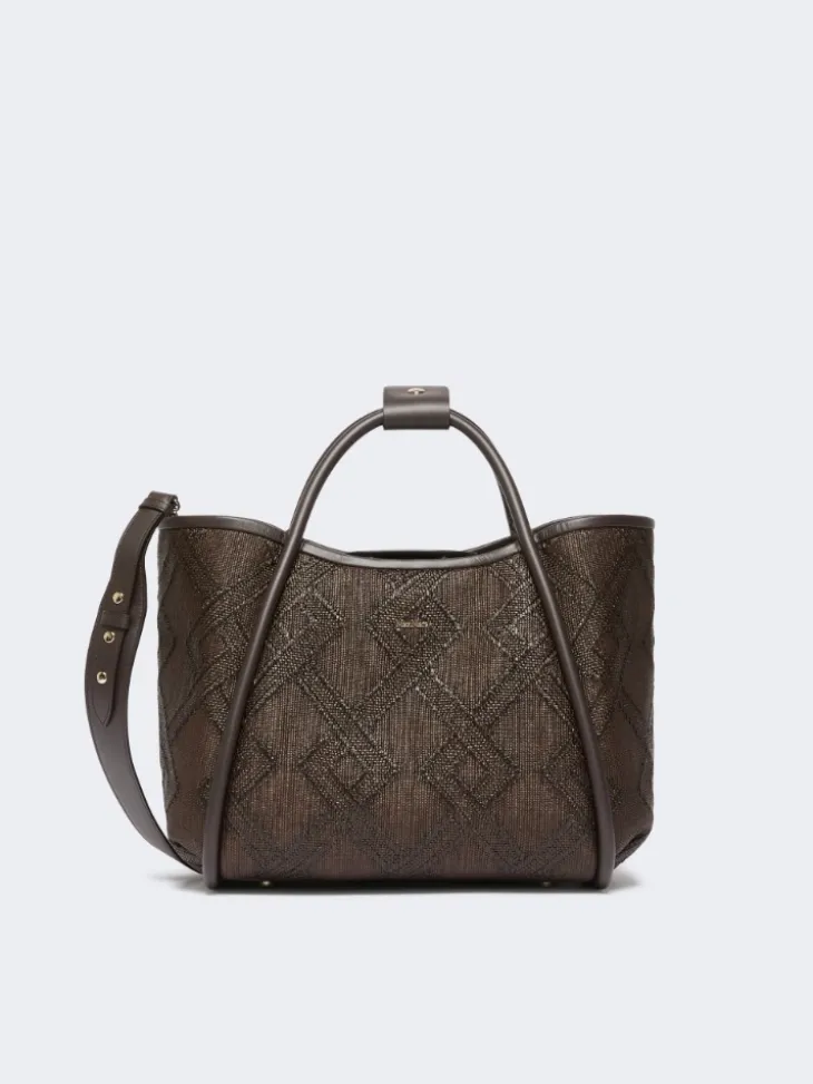 Small Marine bag in diamond-patterned basketweave - DARK BROWN