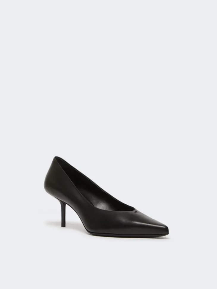 Smooth leather court shoes - BLACK