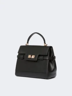 Smooth leather handbag - BLACK