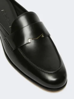 Smooth leather mule moccasins - BLACK