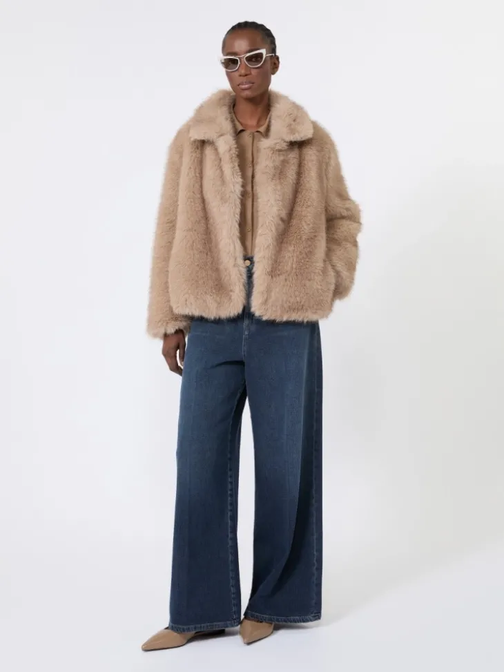 Soft textured short coat - HONEY