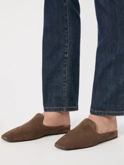 Split-leather mules - DARK BROWN