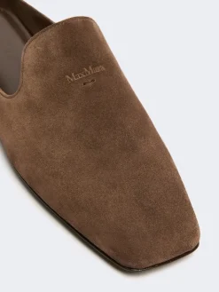 Split-leather mules - DARK BROWN
