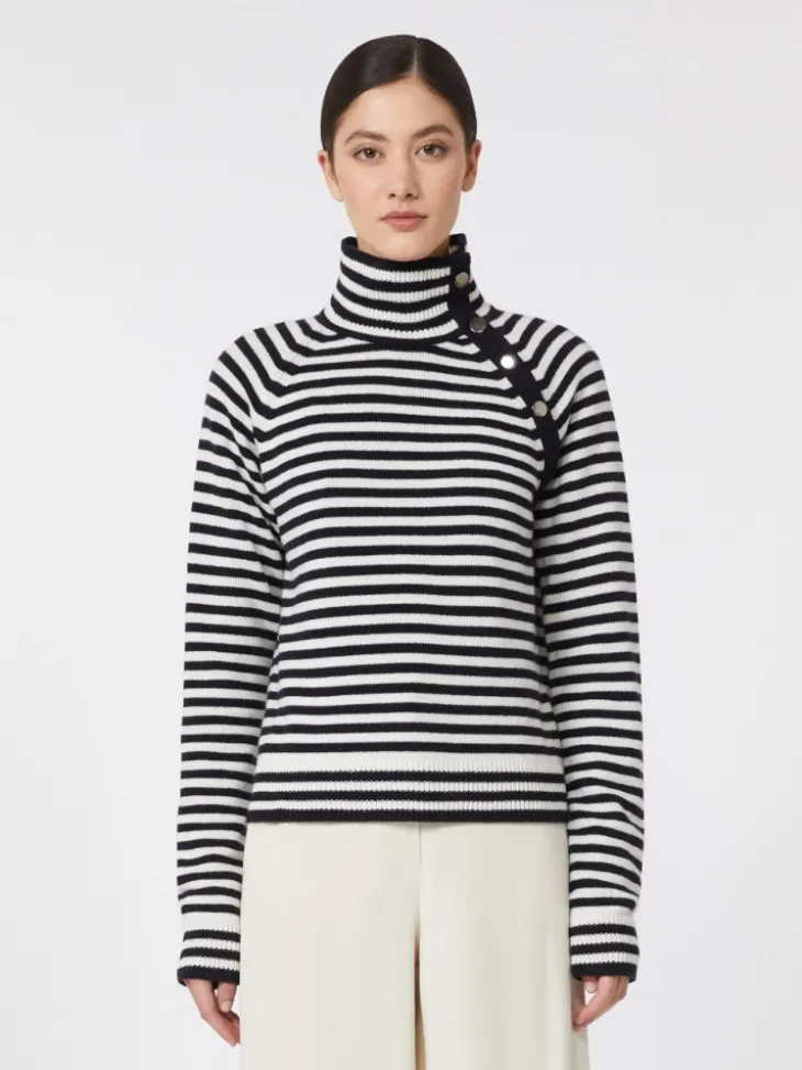 Stockinette-stitched cashmere polo-neck sweater - ULTRAMARINE