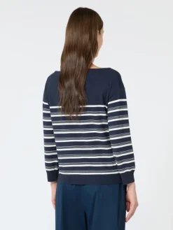 Stockinette-stitched viscose yarn sweater - NAVY