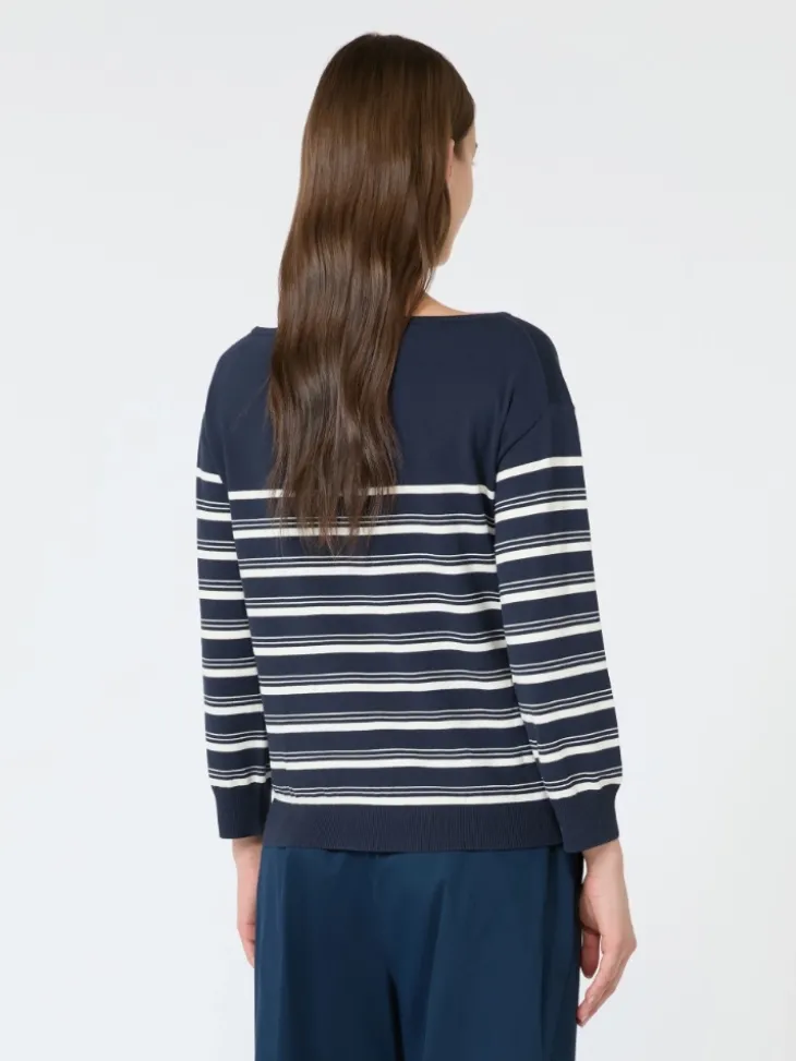 Stockinette-stitched viscose yarn sweater - NAVY