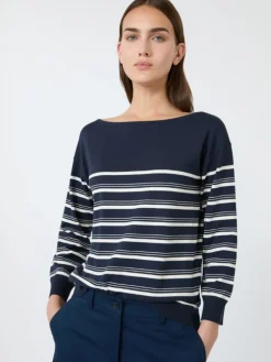 Stockinette-stitched viscose yarn sweater - NAVY