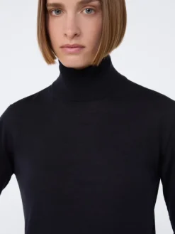 Stockinette-stitched wool polo-neck sweater - ULTRAMARINE