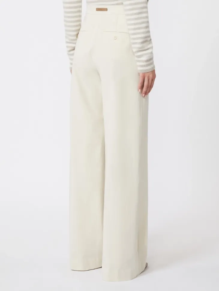 Straight-fit cotton twill trousers - IVORY