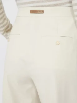 Straight-fit cotton twill trousers - IVORY