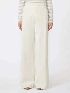 Straight-fit cotton twill trousers - IVORY