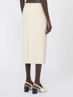Straight-fit gabardine skirt - VANILLA
