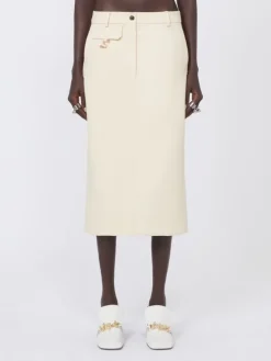 Straight-fit gabardine skirt - VANILLA