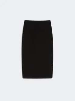 Straight-fit scuba jersey skirt - BLACK