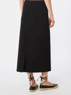 Straight-fit scuba jersey skirt - BLACK