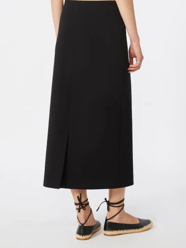 Straight-fit scuba jersey skirt - BLACK