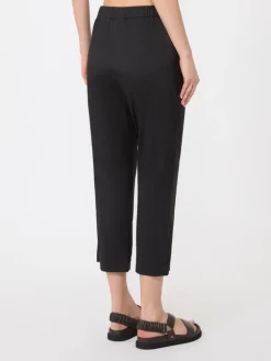 Stretch cotton Capri trousers - BLACK