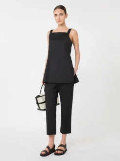Stretch cotton Capri trousers - BLACK