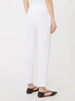 Stretch cotton cigarette trousers - WHITE