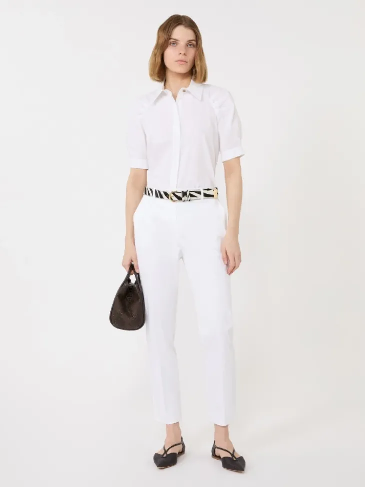 Stretch cotton cigarette trousers - WHITE